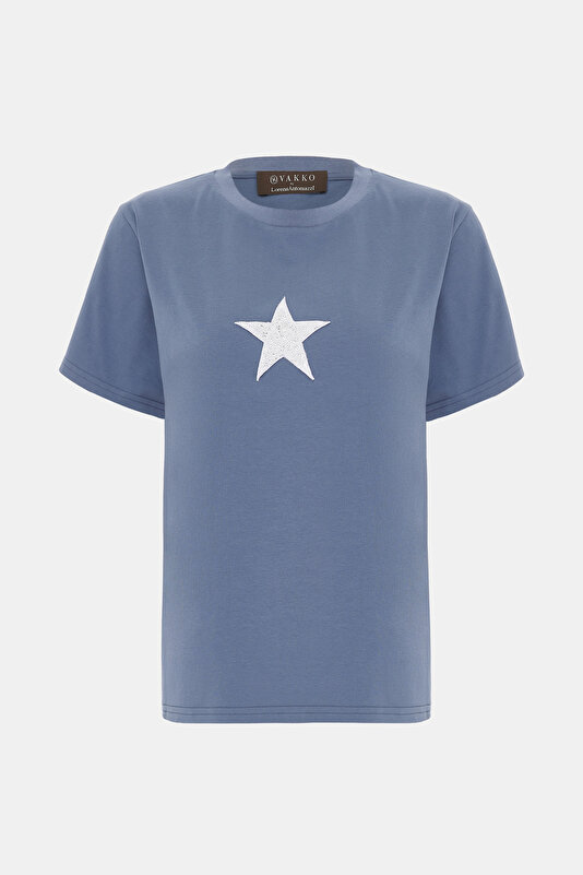 BLUE BASIC / ROUND NECKLINE SHORT SLEEVE TSHIRT