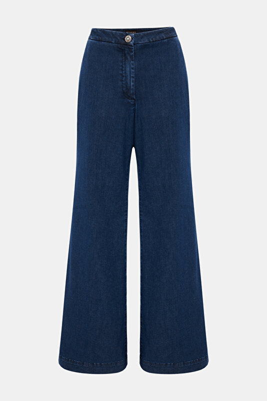 LACİVERT BOL PAÇA DENIM PANTOLON 4
