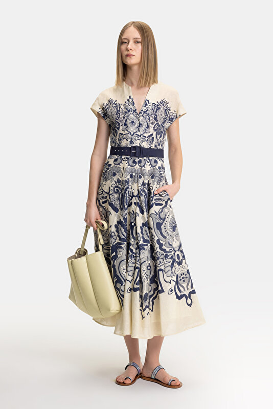 BEIGE SHORT SLEEVE DRESS