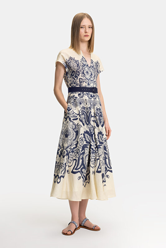 BEIGE SHORT SLEEVE DRESS 4