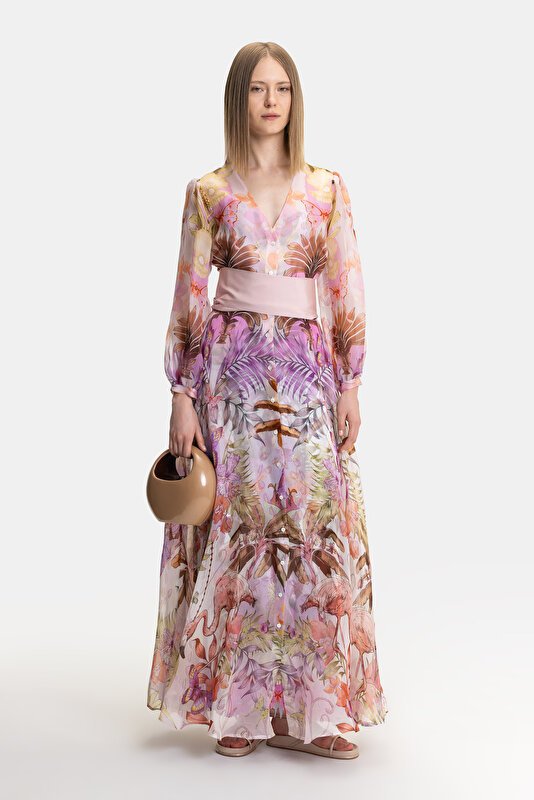 FUCHSIA 3/4 SLEEVES DRESS