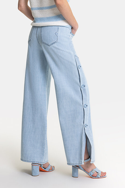 MAVİ DÜĞME DETAYLI DENIM PANTOLON 3