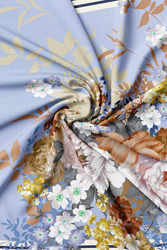 DARK SALMON FLORAL PATTERN TWILL SCARF 2