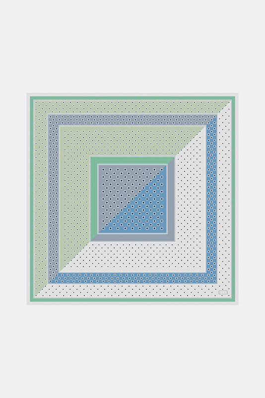 AÇIK GRİ GEOMETRİK DESENLİ TWILL İPEK EŞARP