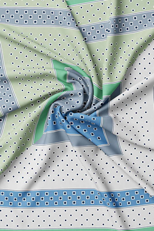 LIGHT GREEN GEOMETRIC DESIGN TWILL SCARF 2