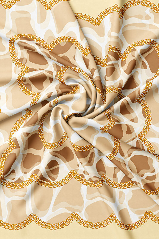 LIGHT CAMEL ANIMAL FIGURED TWILL SCARF 2