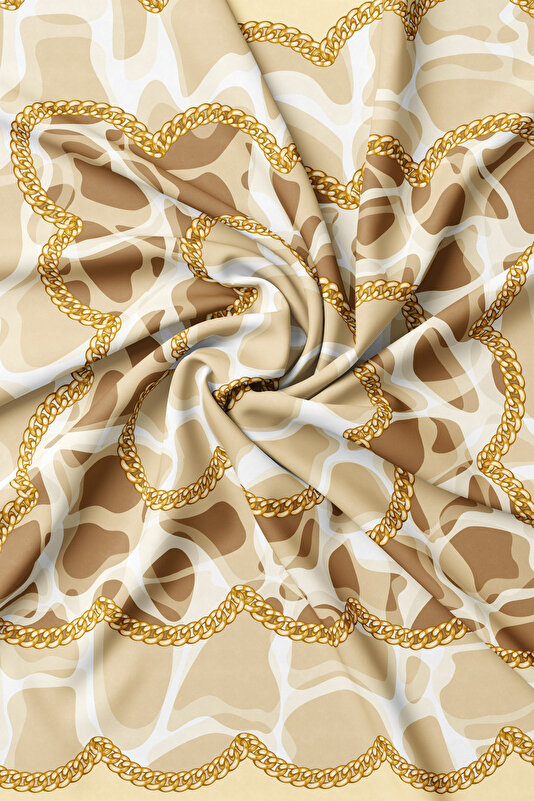 LIGHT CAMEL ANIMAL FIGURED TWILL SCARF 2