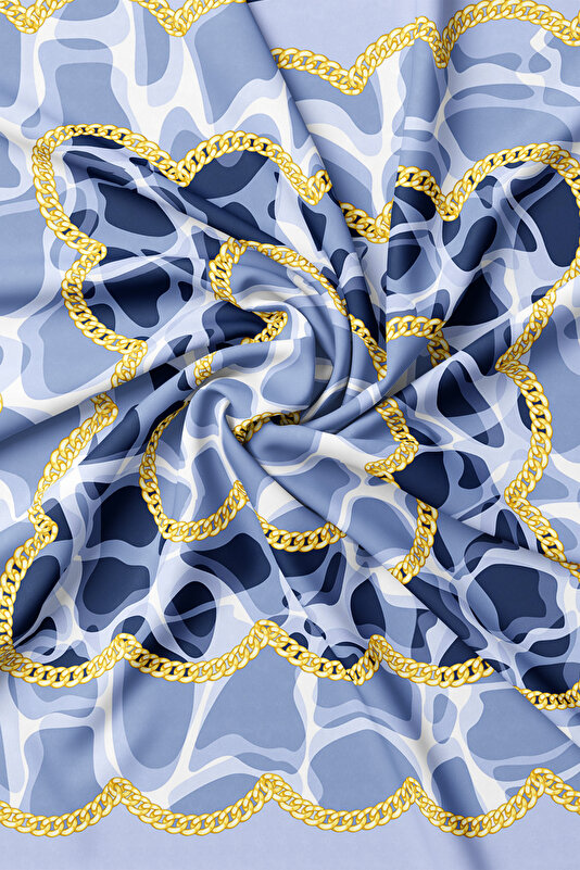 BLUE ANIMAL FIGURED TWILL SCARF 2