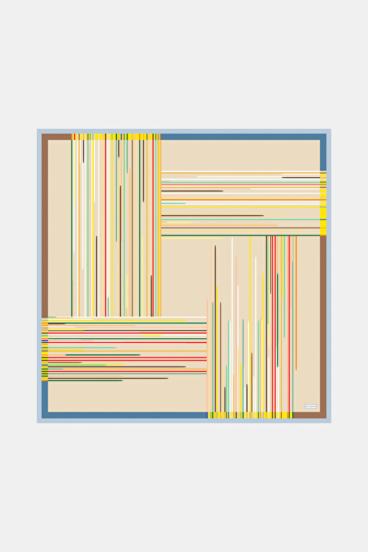 ECRU STRIPED PATTERNED TWILL SCARF
