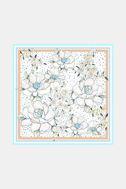 SOMON ÇİÇEK DESENLİ TWILL İPEK EŞARP