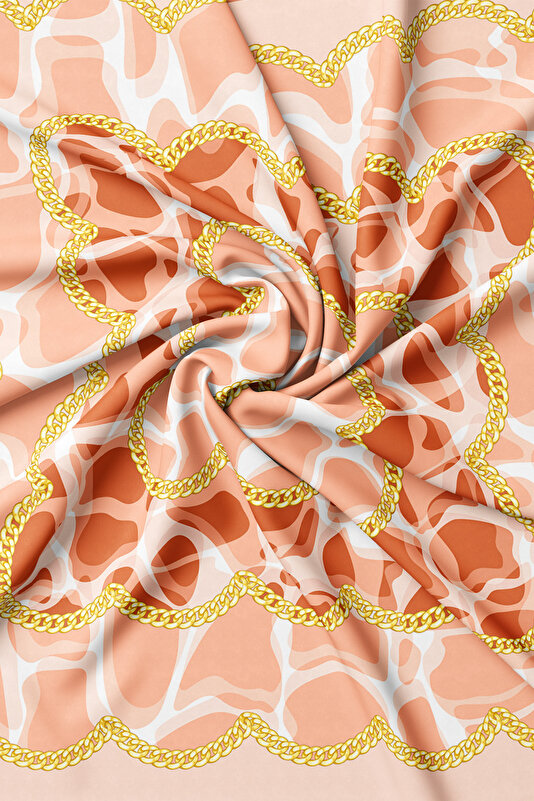 SALMON ANIMAL FIGURED TWILL SCARF 2