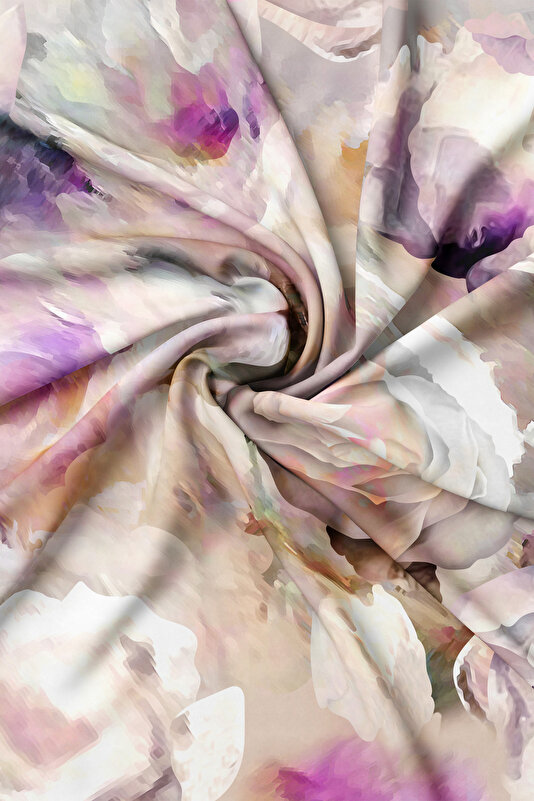 LIGHT PINK FLORAL PATTERN TWILL SCARF 2