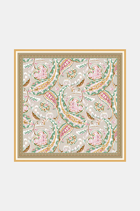 MINK PAISLEY PATTERNED TWILL SCARF