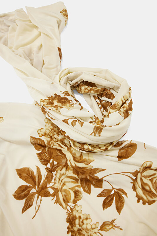 BROWN FLORAL PATTERN MİDİ DRESS 3