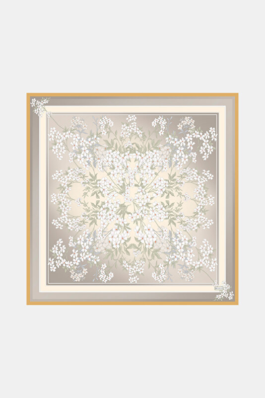 MINK FLORAL PATTERN TWILL SCARF