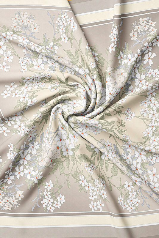 MINK FLORAL PATTERN TWILL SCARF 2