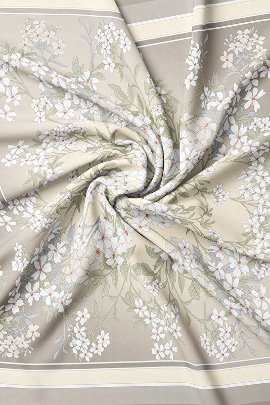 MINK FLORAL PATTERN TWILL SCARF 2