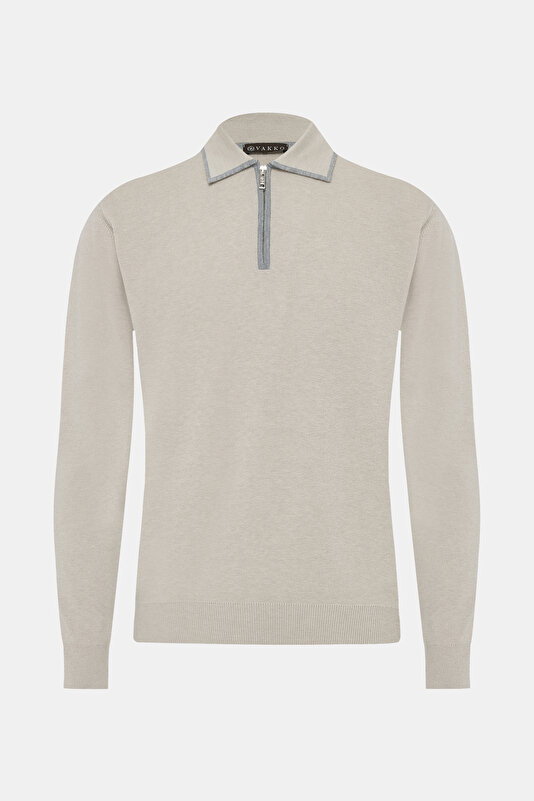 LIGHT BEIGE POLO NECK TRICOT