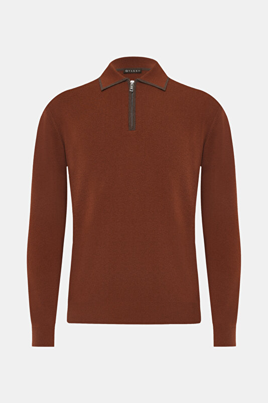 BRICK POLO NECK TRICOT