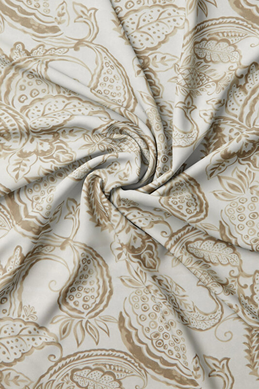 DARK BEIGE PAISLEY PATTERNED JAQUARD SHAWL 2