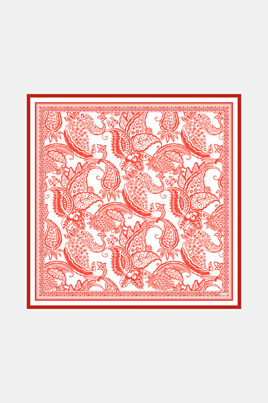VERMILION PAISLEY PATTERNED TWILL SCARF
