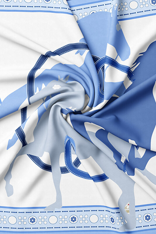 BLUE ANIMAL FIGURED TWILL SCARF 2