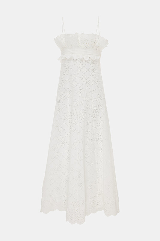 WHITE SLEEVELESS MIDI DRESS