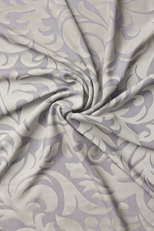 LIGHT GREY SATIN STRIPED SILK FABRICS SHAWL 2