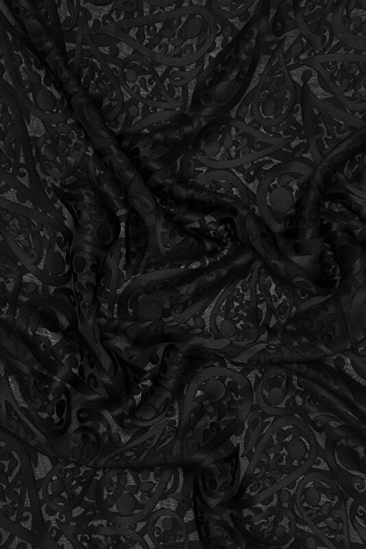 BLACK PAISLEY PATTERNED SATIN STRIPED SILK FABRICS SCARF 2