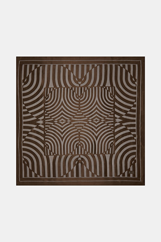 KOYU KAHVE GEOMETRİK DESENLİ ESMERALDA EŞARP