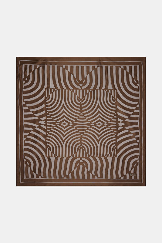 KOYU KAHVE GEOMETRİK DESENLİ ESMERALDA EŞARP