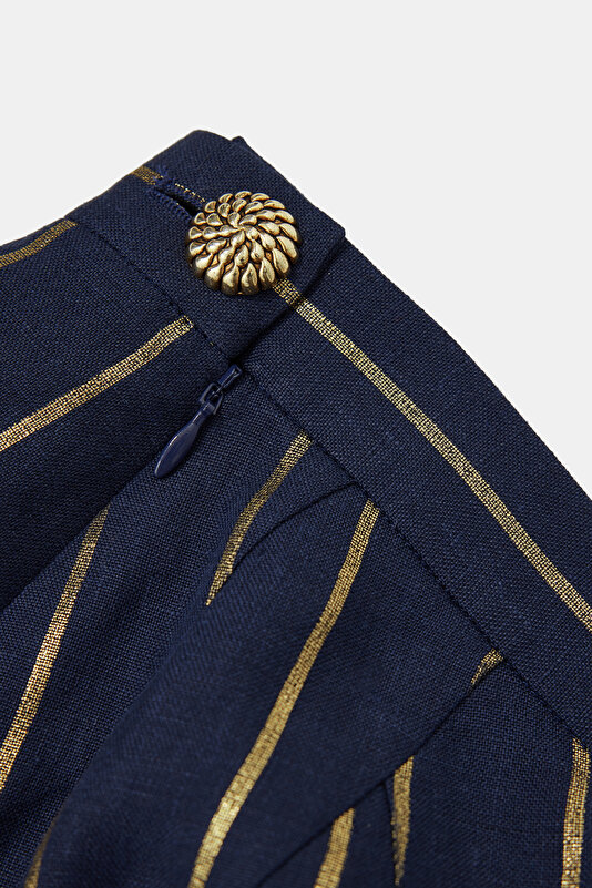 NAVY BLUE STRİPED SKİRT 4