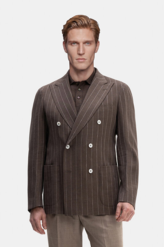 BROWN SURPLICE NECKLINE (CROSS-OVER NECKLINE) JACKET