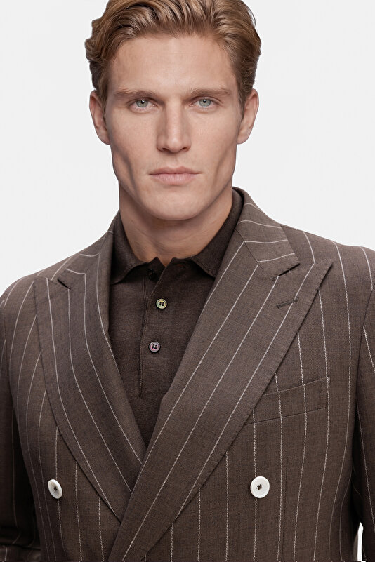 BROWN SURPLICE NECKLINE (CROSS-OVER NECKLINE) JACKET 3