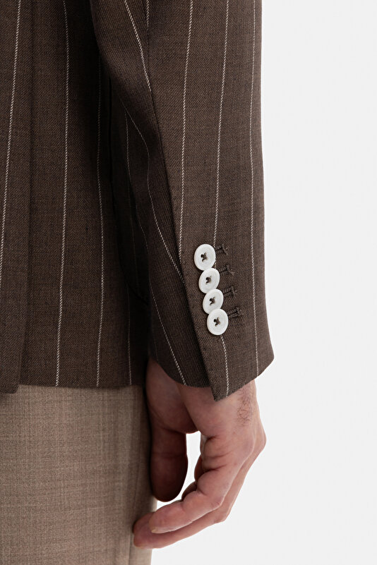 BROWN SURPLICE NECKLINE (CROSS-OVER NECKLINE) JACKET 4