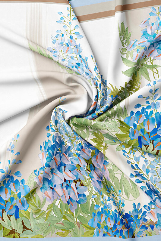 MINK FLORAL PATTERN TWILL SCARF 2