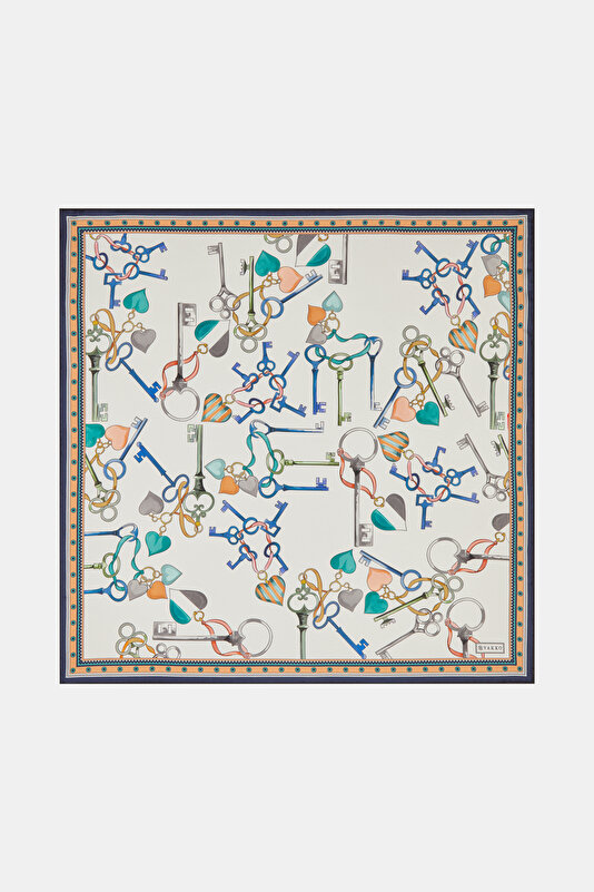 SOMON OBJE DESENLİ TWILL İPEK BANDANA