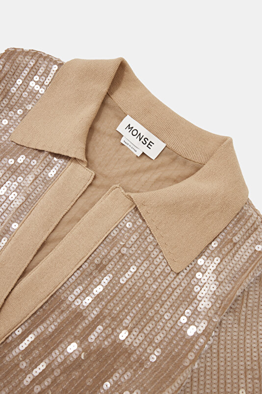 BEİGE SEQUİNED MİNİ DRESS 3