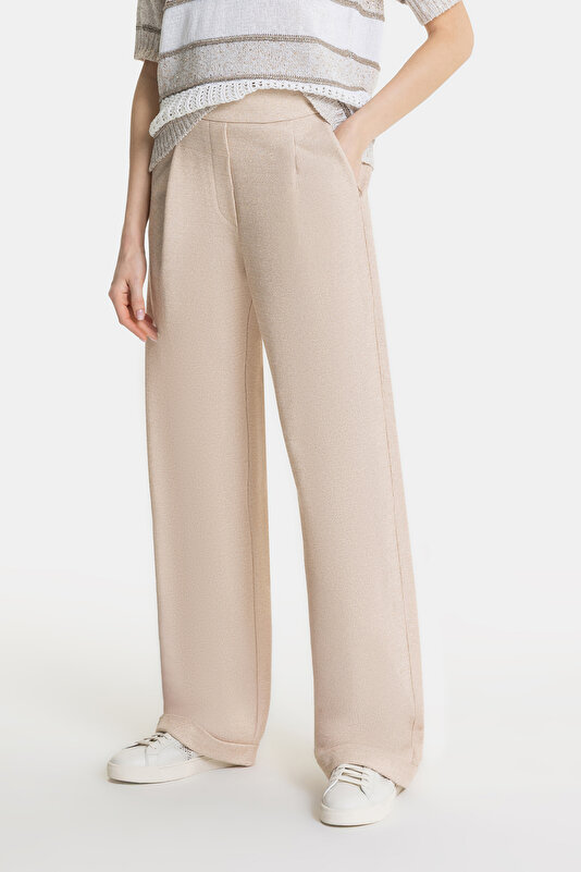 BEIGE WIDE LEG SPORTS TROUSERS 2