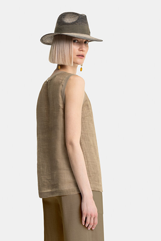 MINK BASIC / ROUND NECKLINE SLEEVELESS BLOUSE 2