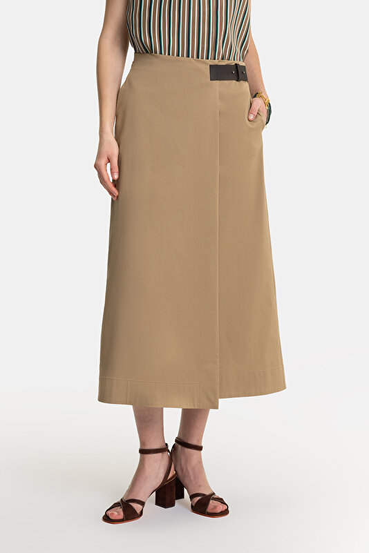 DARK BEIGE MIDI SKIRT 2