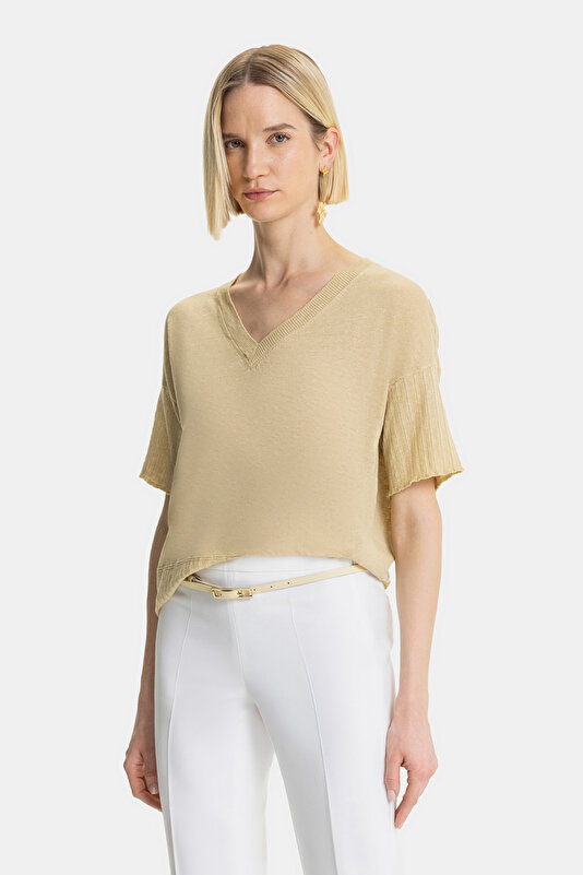 BEIGE V NECK