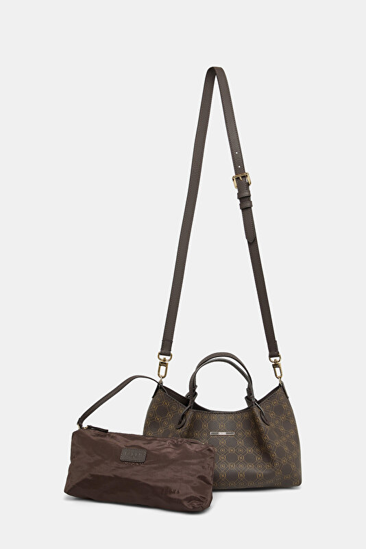 BEIGE MONOGRAM LEATHER BAG 2