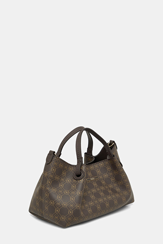 BEIGE MONOGRAM LEATHER BAG 3
