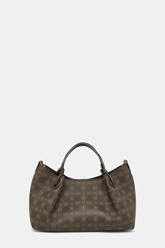 BEIGE MONOGRAM LEATHER BAG 4