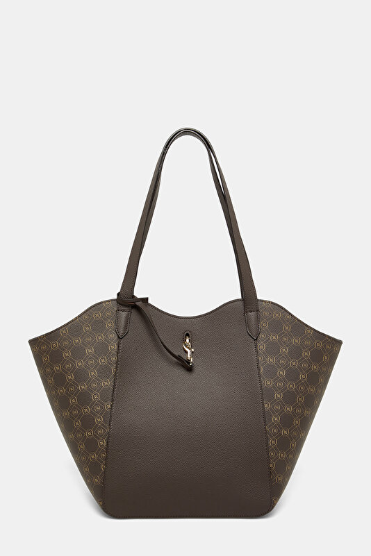 BEIGE MONOGRAM LEATHER BAG