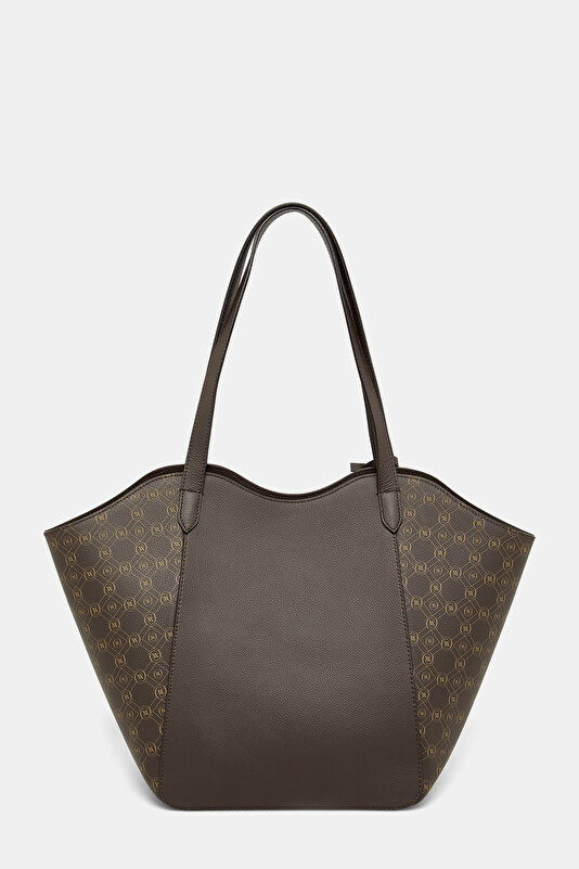 BEIGE MONOGRAM LEATHER BAG 3
