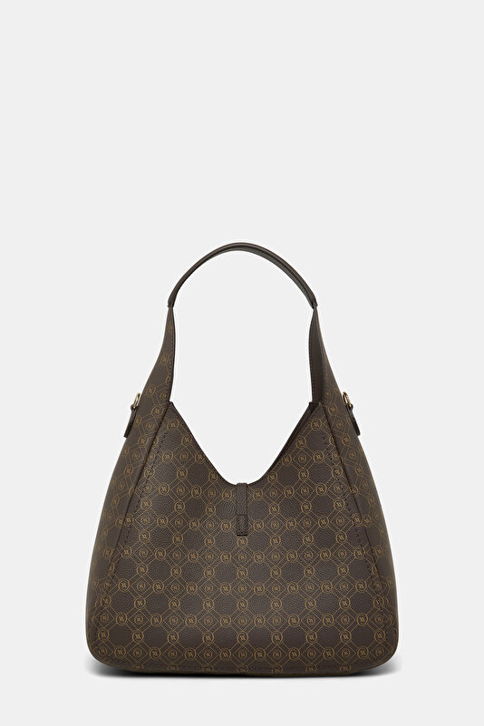 BEIGE MONOGRAM LEATHER BAG 4