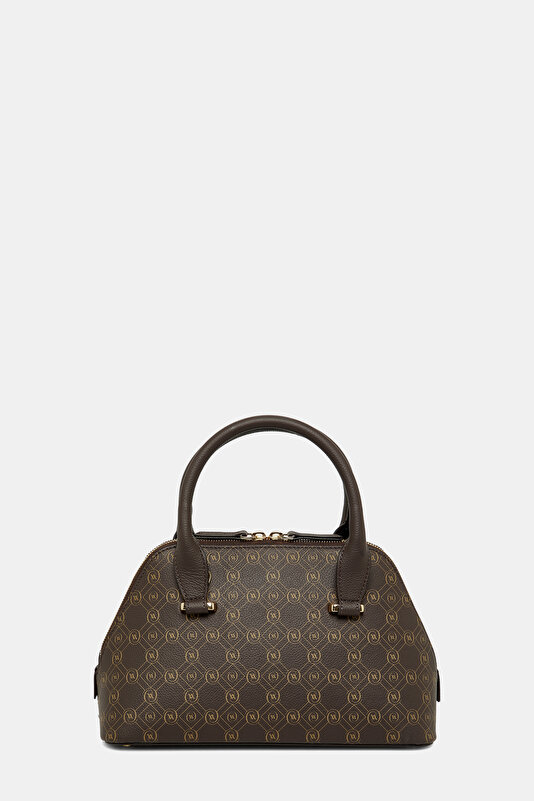 BEIGE MONOGRAM LEATHER BAG 4