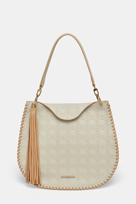 BEIGE MONOGRAM LEATHER BAG